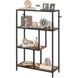 HOMCOM Homcom - Scaffale 4 Ripiani Stile Industriale Legno e Metallo 77x30x116cm Marrone