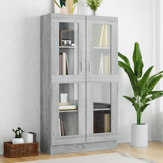 vidaXL Vitrina Madera Contrachapada Gris Sonoma 82,5x30,5x150 Cm Vidaxl