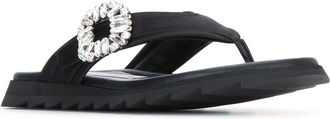Roger Vivier Womens Slidy Flip Flat Black High Heel Shoes