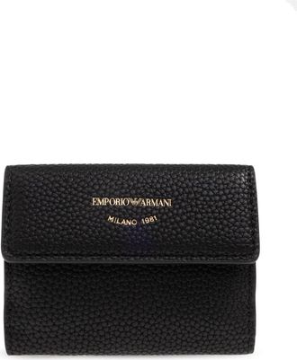 Emporio Armani Portemonnee met Logo - Dames - Portefeuilles - Zwart - ONE Size - Leer - Accessoires
