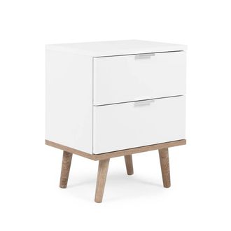 Calicosy Bedside Table With 2 Drawers, 40 Cm Wide - COPENHAGEN in White