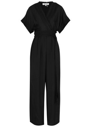 Diane Von Fürstenberg Diane Von Furstenberg Dechen Wide-leg Satin Jumpsuit - Black - M (UK12 / M)