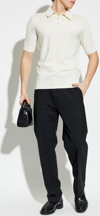 Dolce & Gabbana Silk Polo, Mens, Cream