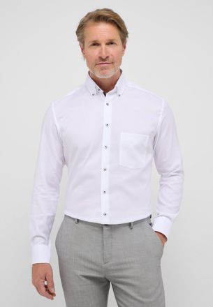 Eterna Langarmhemd ETERNA MODERN FIT, Herren, Gr. 42, Normalgr&ouml;ssen, weiss (wei&szlig;), 100% Baumwolle, tailliert, Manschette, Hemden Langarmhemd, NON IRON (b&uuml;gel