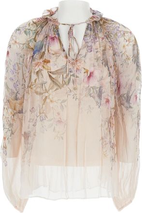 Zimmermann Billowing Blouse with V-Neckline and Rouleau Tie