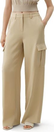 LilySilk Silk Crepe Cargo Pant in Dune at Nordstrom, Size 10