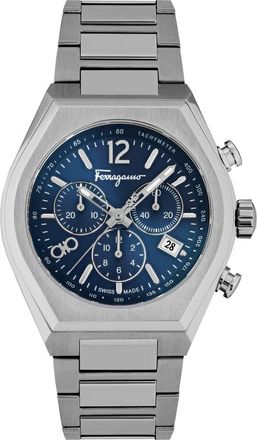 Ferragamo Tonneau Chronograph Bracelet Watch, 42mm in Silver at Nordstrom Rack