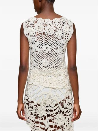 Ganni Crochet Knit Floral Tank Top