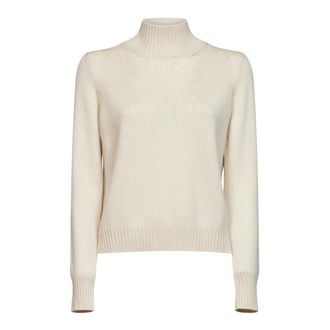 Blanca Vita Truien & Vesten, Dames, Beige, XS, Wol, Ribbed Mock Neck Sweater