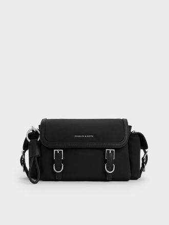 Charles & Keith Levy Nylon Buckled Crossbody Bag