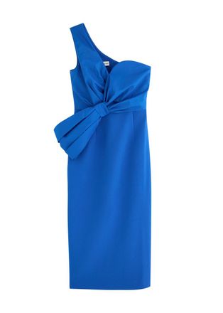 Rebecca Vallance Antonella One-shoulder Bow-embellished Midi Dress - Blue - 10 (UK10 / S)