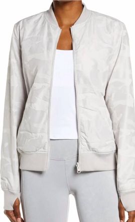 Blanc Noir Womens Reversible Bomber Jacket In Light Grey Camo