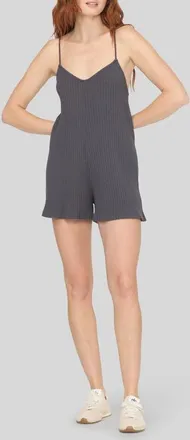 Project Social T Bar Tie Back Ribbed Romper in Charcoal at Nordstrom, Size X-Small