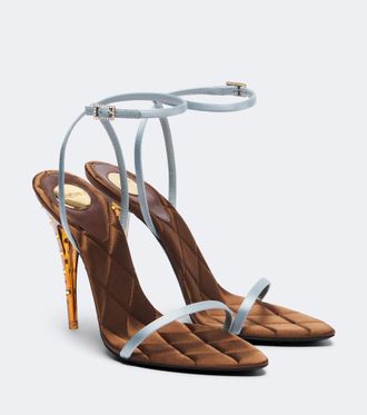 Saint Laurent Ivresse embellished quilted satin sandals