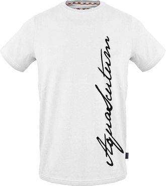 Aquascutum Heren Handtekening T-shirt met ronde hals (Wit)