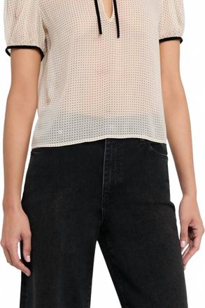 Frame Denim The Tie Puff Sleeve Blouse In Ecru Multi