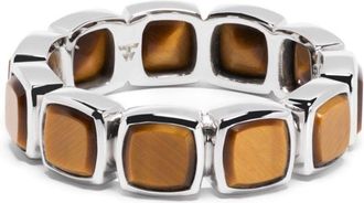 Tom Wood sterling silver cushion tiger eye ring - unisex - Recycled Sterling Silver/Tiger eye - 60