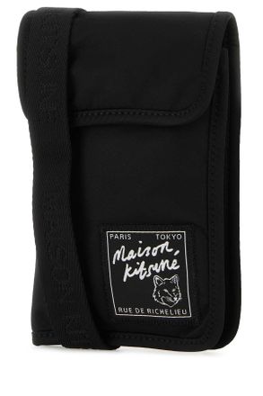 Maison Kitsun&eacute; Mens Black Nylon Phone Case Cover