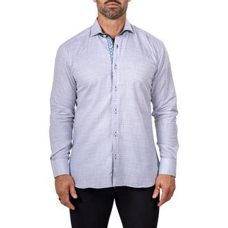 Maceoo Eins Marthy Cotton Button-Up Shirt in Grey at Nordstrom, Size 5