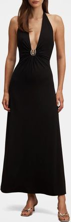 Ever New Behati Jersey Midi Halter Dress in Black at Nordstrom, Size 12