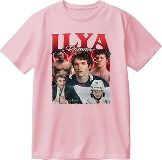 Generic Heated Rivalry Ilya Rozanov Vintage Cotton T-Shirt Men Women Short Sleeve Crewneck Casual Trendy Tee (Pink,3XL)