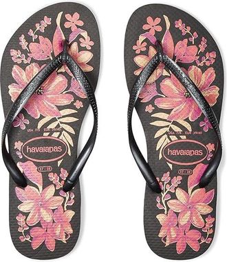 Havaianas Slim Organic Flip Flop Sandal Womens Sandals Black/Grey/Gold : EU 41-42 (US Womens 11-12) M, Rubber