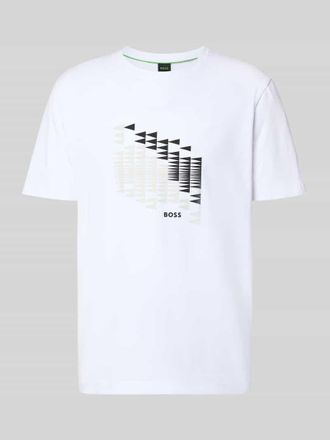 HUGO BOSS Relaxed Fit T-Shirt aus Baumwoll-Mix Modell TS_NETWORK FLAG in Weiss, Gr&ouml;&szlig;e XXXL
