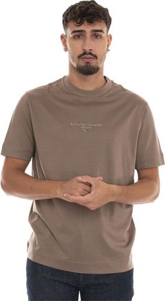 Emporio Armani T-shirt met logo-borduring - Heren - T-shirts - Bruin - L - Katoen - Tops