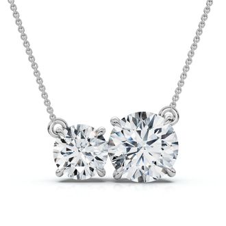 Pompeii3 1 1/2Ct Rounds Toi et Moi Diamond Pendant 14k Gold or Pt Lab Grown Size: 1/3 Wide