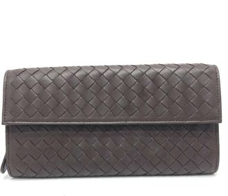 Bottega Veneta Intrecciato Brown Intrecciato Long Wallet (Bi-Fold) (Pre-Owned)