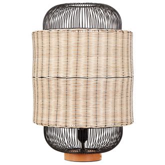 Beliani Beliani - L&aacute;mpara De Mesa De Noche Fabricada En Rat&aacute;n Natural Estilo Boho En Color Natural Y Negro 55 Cm Tanganyika