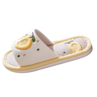 Generic Womens Slippers Cute House Indoor Slip-On Open Toe Slippers Soft Cotton Linen Floor Home Footwear Shoes Casual Lightweight Comfortable Four Seasons si
