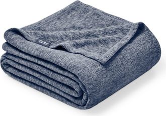 Bare Home Lightweight Polar Fleece Throw Blanket in Heather Dark Blue at Nordstrom