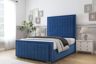 Comfort Beds Arizona Plush Bed Frame - 50 Upholstered Headboard in Blue | Size: Single