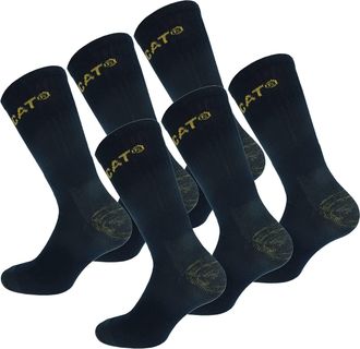CAT Caterpillar Premium Work Socks 6 Pairs Mens Work Socks Accident Prevention Double Reinforced Heel and Toe Yarn of Excellent Quality Cotton Sponge (Blu
