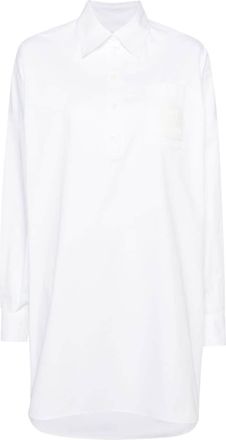 Moschino logo-patch cotton shirtdress - women - Cotton/Elastane - 38 - White