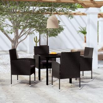 vidaXL Set da Pranzo da Giardino 5 pz Nero - Vidaxl