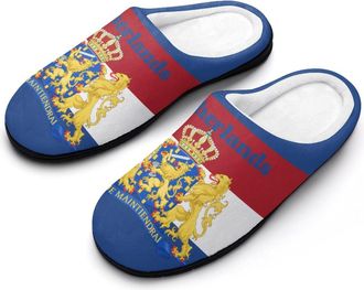 Generic Netherlands Flag Funny Mens Cotton Slippers Soft Non-Slip Rubber Sole House Slipper Indoor Outdoor