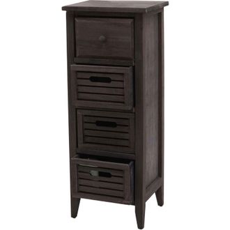 Hhg Non utilizzato] Scaffale cassettiera comodino shabby vintage legno paulonia 4 cassetti 25x30x74cm grigio marrone