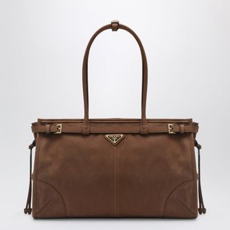 Prada Bonnie large brown suede bag