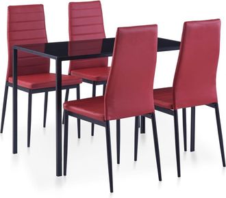 vidaXL Vidaxl - Conjunto De Mesa Y Sillas De Comedor 5 Piezas Color Vino Tinto