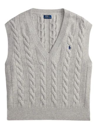 Polo Ralph Lauren Gilet in maglia a trecce con scollo a V - Grigio