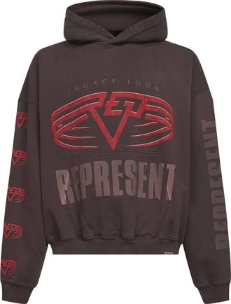 Represent Hoodies, male, Black, XL, Black Hooded Jumper with Mixed Prints