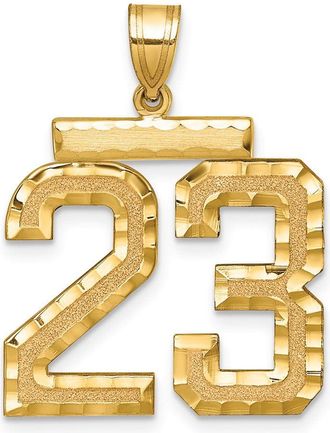 Diamond2Deal 14k Yellow Gold Large Brushed Diamond-cut Number Charm Pendant