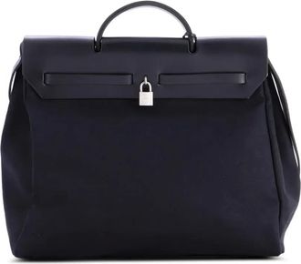 Herm&egrave;s Herbag Toile and Leather MM satchel - women - Calf Leather/Fabric/Leather - One Size - Black