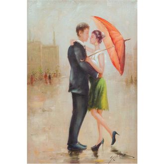 Biscottini International Cuadro &Oacute;leo Sobre La Tela Pintado A La Mano Sotto La Pioggia