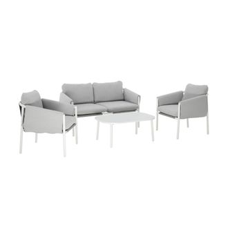Sweeek Conjunto de jard&iacute;n de acero, 4 plazas, gris