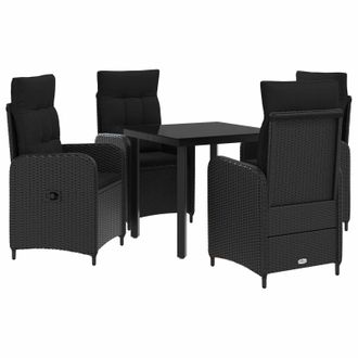 vidaXL Juego De Mesa Y Sof&aacute; Con Coj&iacute;n Con Almohada 5 Pcs Negro Vidaxl