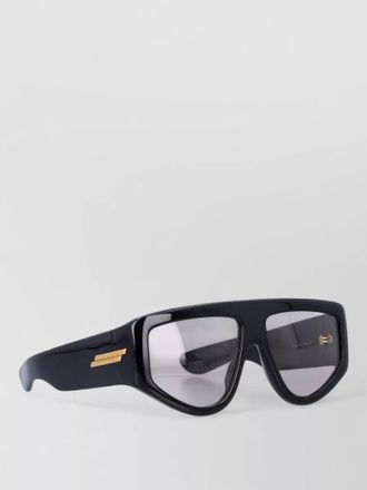 Bottega Veneta shield sunglasses gold ribbon detail temples