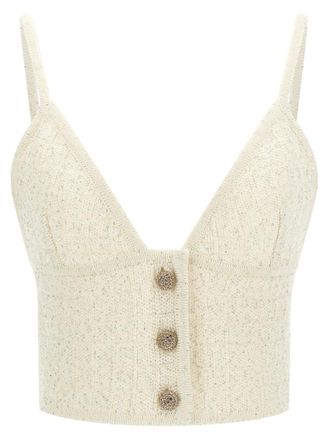 Alessandra Rich White Sequin top